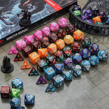 Load image into Gallery viewer, DND Dice Set - 6x7 (42 Pieces) Polyhedral Dice, Double Colors Dice for Dungeons and Dragons Tabletop Role-Playing Games with 6 Black Pouches.