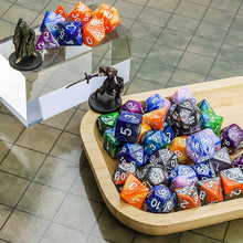 Load image into Gallery viewer, DND Dice Set Polyhedral Dice Set (42 Pcs) with 6 Gold Pattern Drawstring Pouches. Great for Dungeons and Dragons RPG MTG Table Games. 6 X 7 Double-Colors Dice Sets (D4 D6 D8 D10 D% D12 D20 )