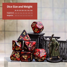 Load image into Gallery viewer, Polyhedral Dice Set (35 Pieces) with Black Pouches, 5 Complete Double-Colors Dice Sets of D4 D6 D8 D10 D% D12 D20 Compatible with Dungeons and Dragons DND RPG MTG Table Games