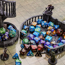 Load image into Gallery viewer, Polyhedral Dice Set (35 Pieces) with Black Pouches, 5 Complete Double-Colors Dice Sets of D4 D6 D8 D10 D% D12 D20 Compatible with Dungeons and Dragons DND RPG MTG Table Games