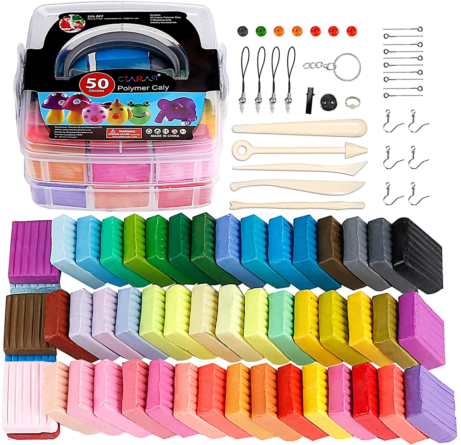 Polymer Clay Starter Kit, 50 Colors (1oz/Block) Oven Bake Modeling