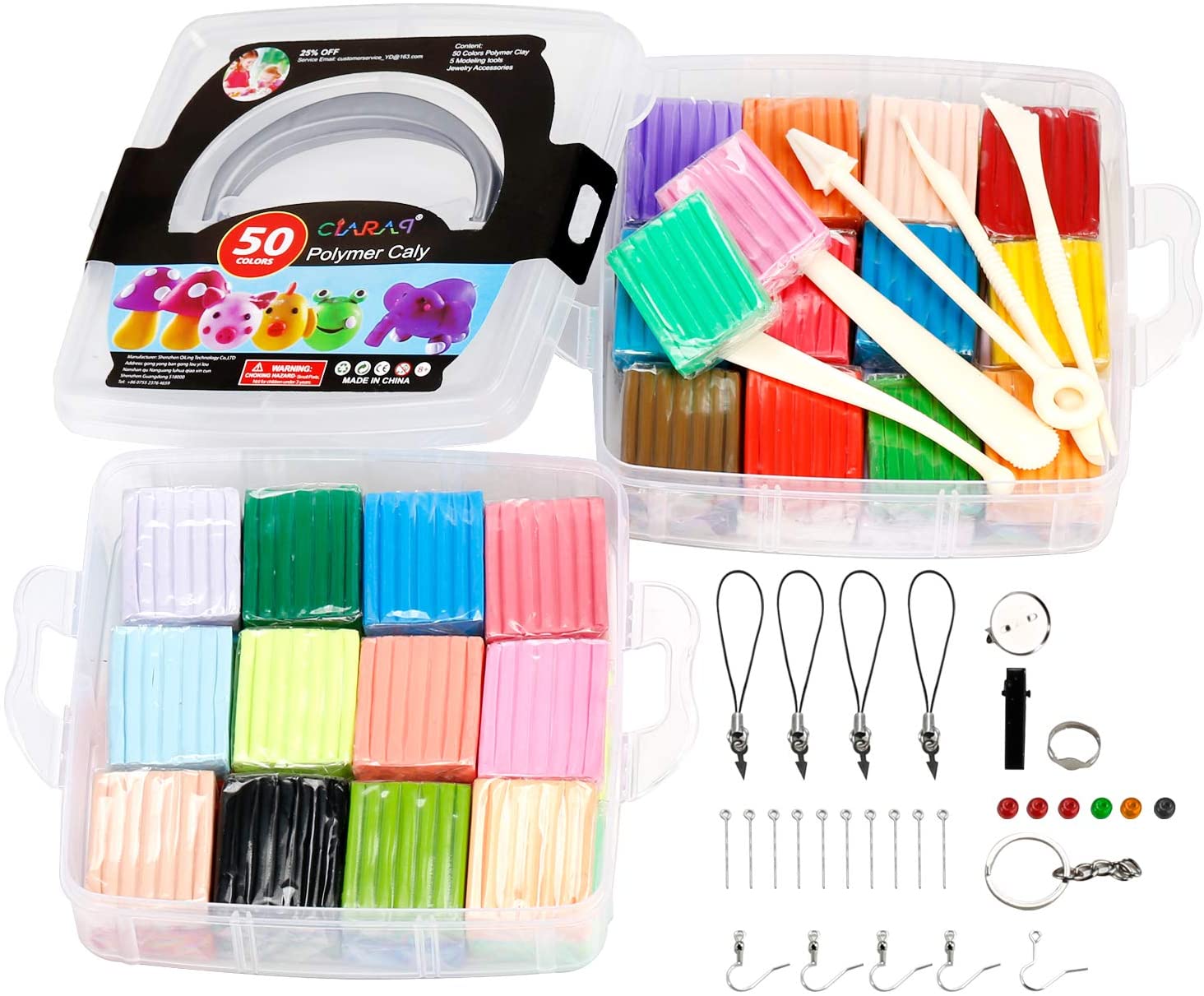 Polymer Clay Starter Kit, 50 Colors (1oz/Block) Oven Bake Modeling Cla ifergoo
