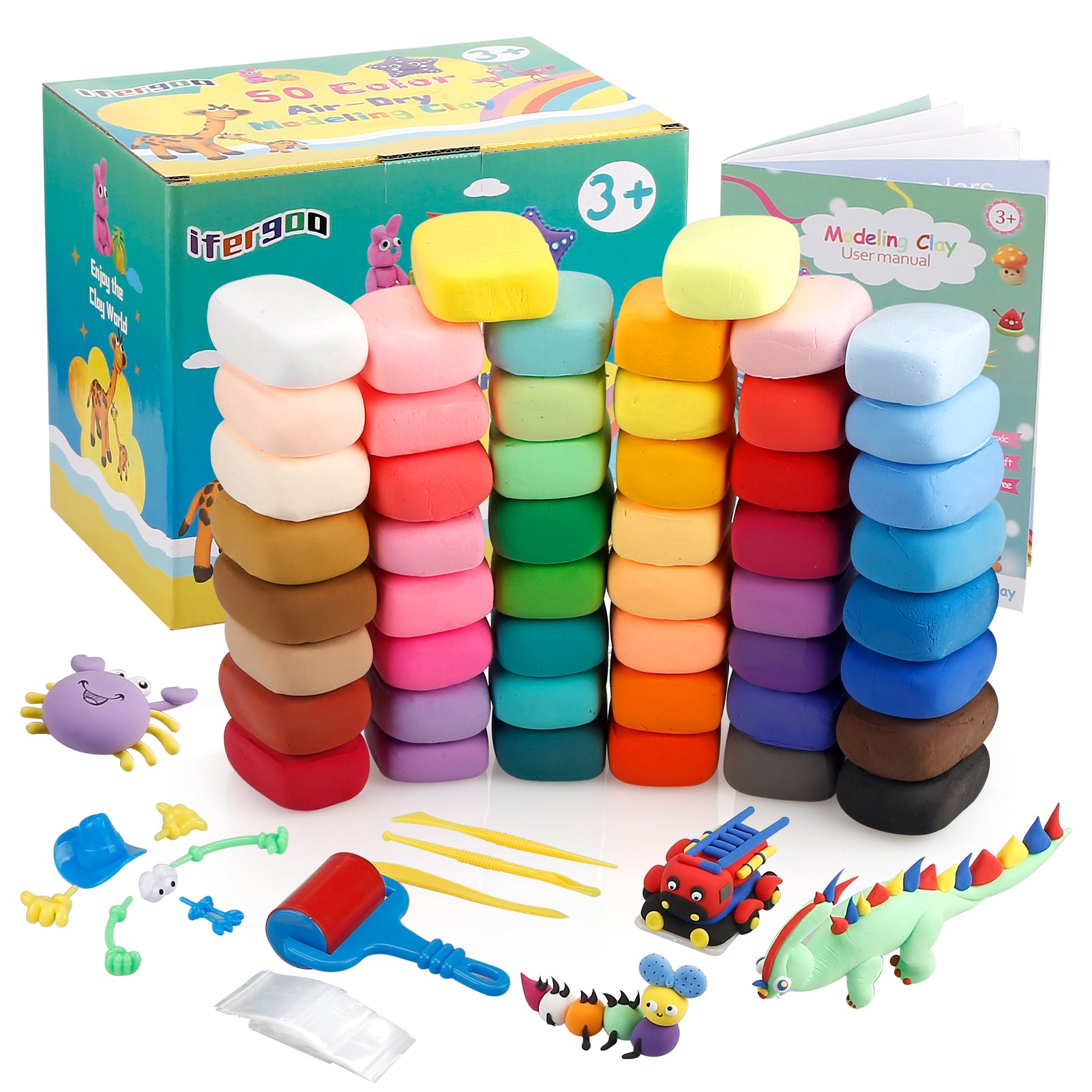 24 Colors Air Dry Clay,DIY Creative Modeling Clay,Light DIY Clay with Tools  for Art Crafts,Best Gift for Kids