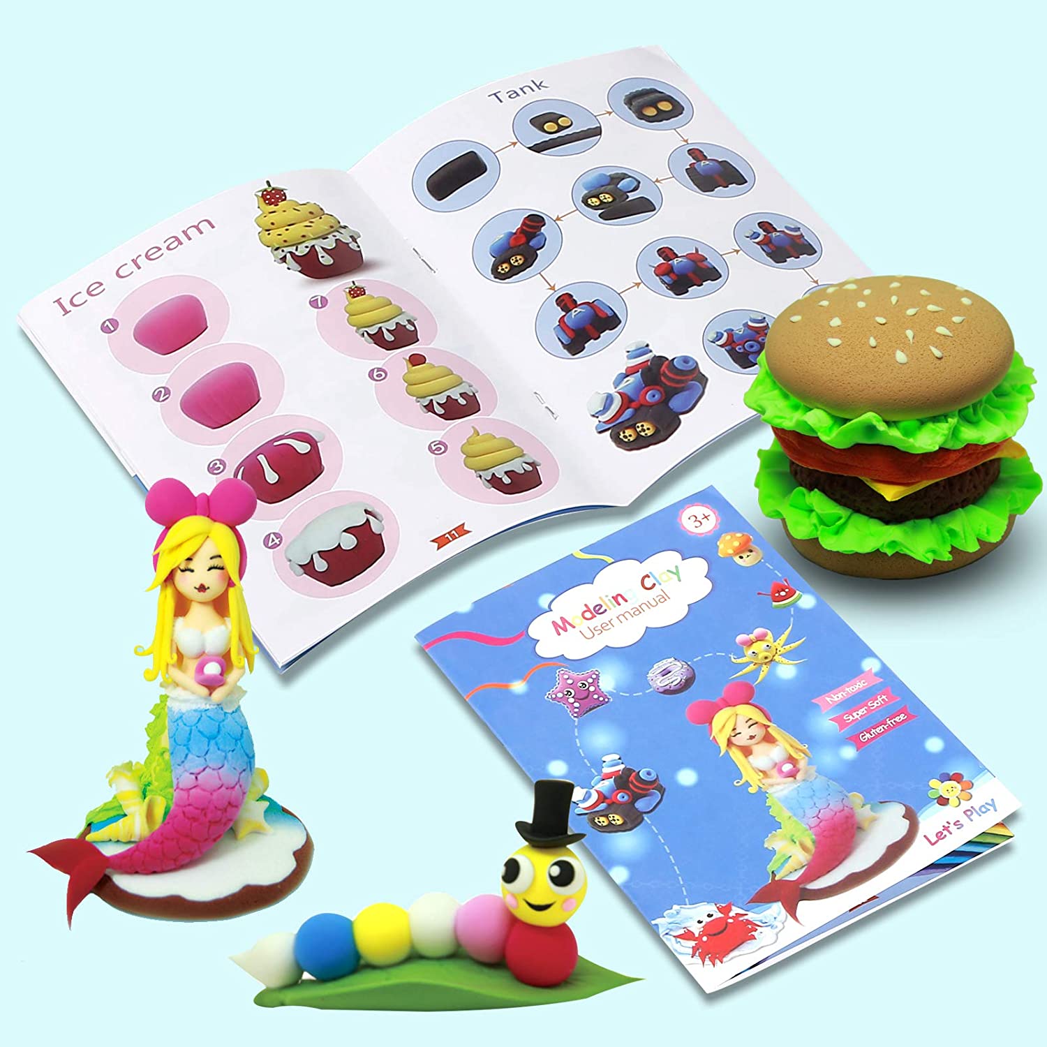 Momoku Slime Soft Clay. Super Light Non Toxic Premium Air Dry Magic  Modeling Clay. 24 Colors, 54 Accessories, 3 Clay Tools All in Perfect Eco  Friendly