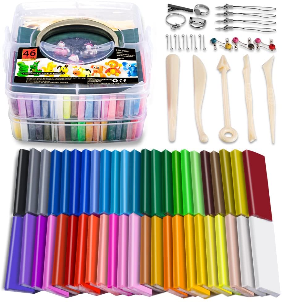 46 Colors Oven Bake Modeling Clay with Scuplting Tools and Jewelry Acc –  ifergoo