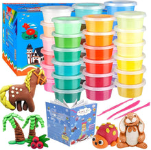Load image into Gallery viewer, ifergoo Modeling Clay, 24 Colors Air Dry Clay Best Gift for Kids, Super Light Magic Clay with Sculpting Tools and Project, No-Sticky and Non-Toxic
