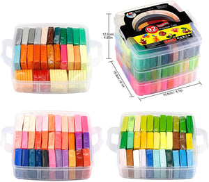 Polymer Clay, 62 Color Oven Bake Modeling Clay DIY Art Craft Kit Set with 50 Blocks 20g and 12 Blocks 12g, Safe and Nontoxic Ideal Toy Gift for Girls and Boys