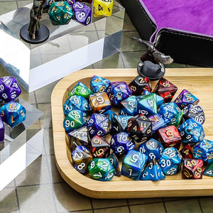 Polyhedral Dice Set (35 Pieces) with Black Pouches, 5 Complete Double-Colors Dice Sets of D4 D6 D8 D10 D% D12 D20 Compatible with Dungeons and Dragons DND RPG MTG Table Games