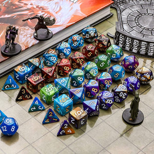 Polyhedral Dice Set (35 Pieces) with Black Pouches, 5 Complete Double-Colors Dice Sets of D4 D6 D8 D10 D% D12 D20 Compatible with Dungeons and Dragons DND RPG MTG Table Games