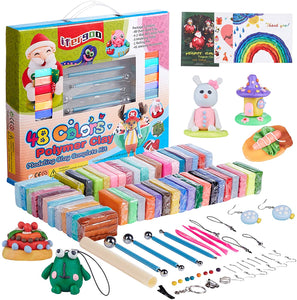 Polymer Clay, ifergoo 50 Colors Oven Bake Clay Kit, 5 Modeling Tools, Accessories and Project Booklet, Non-Toxic DIY Craft Modeling Clay for Kids and Beginners